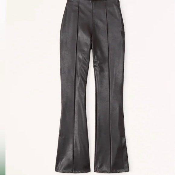 Abercrombie Vegan Leather Split-Hem Flare Leather Leggings - Picture 1 of 8